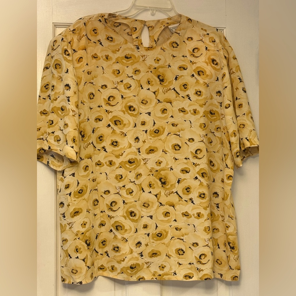 Evan Picone Golden Floral Blouse